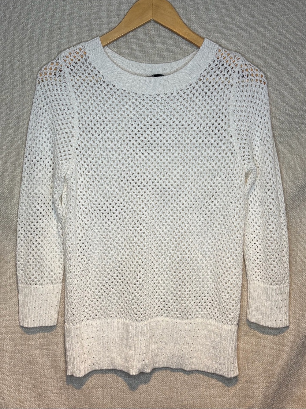 Talbots Cream Open-Knit Crewneck Sweater
